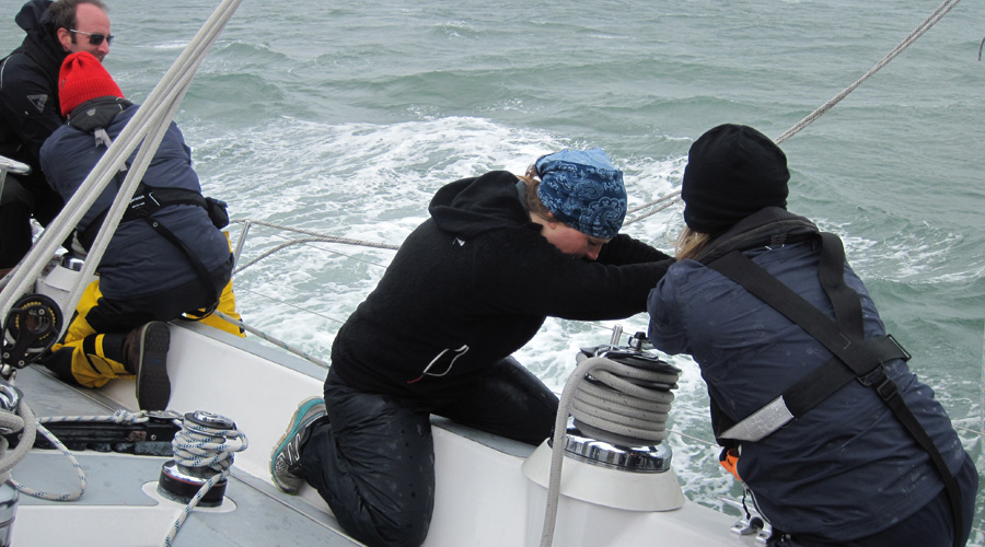 Crew of Challenger 3 training for the Rolex Fastnet 2017
