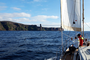 Luxury Yacht Santosa Meets The Old Man of Hoy