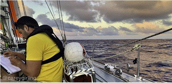 On deck mid Atlantic