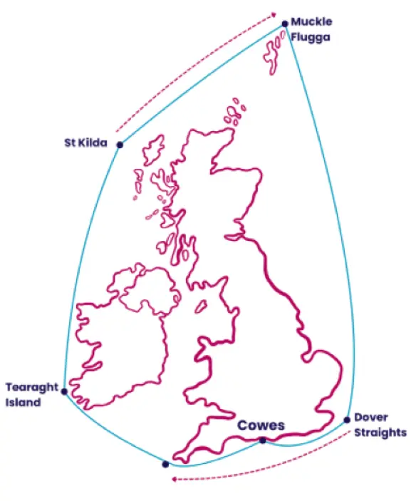 Map of the RORC Round Britain & Ireland Race course