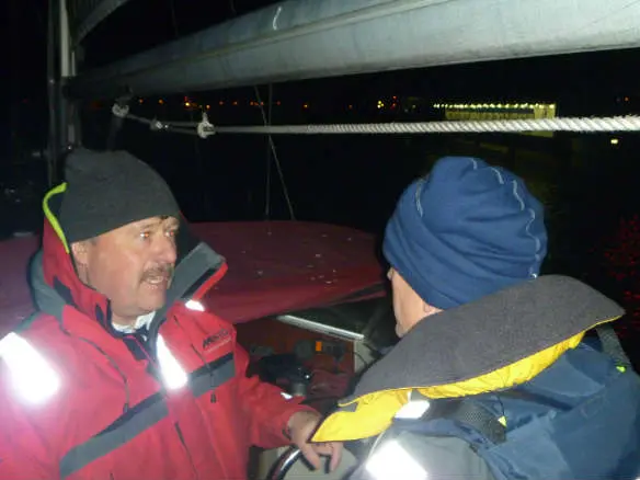 Night sailing training on an RYA Competent Crew Course.